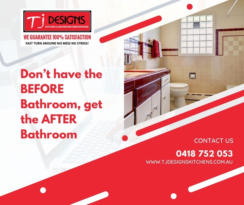 Don’t have the BEFORE Bathroom, get the AFTER Bathroom - Kitchen Design Gold Coast - TJ Designs Kitchens